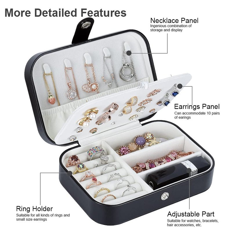 homchen Travel Jewelry Organiser Cases, Jewelry Storage Box for Necklace, Earrings, Rings, Bracelet (Box-White) - Image 3